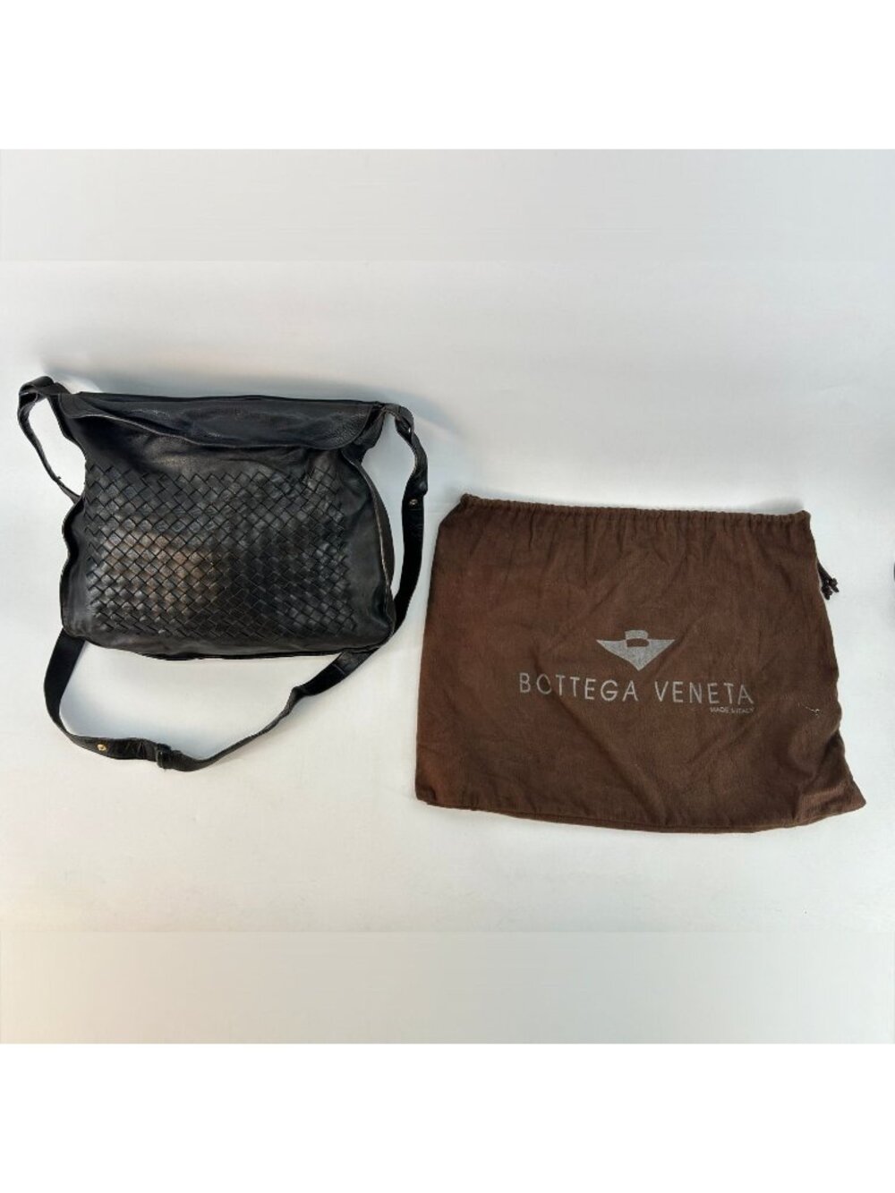 Vintage Bottega Veneta Intrecciato Woven Leather Shoulder Bag